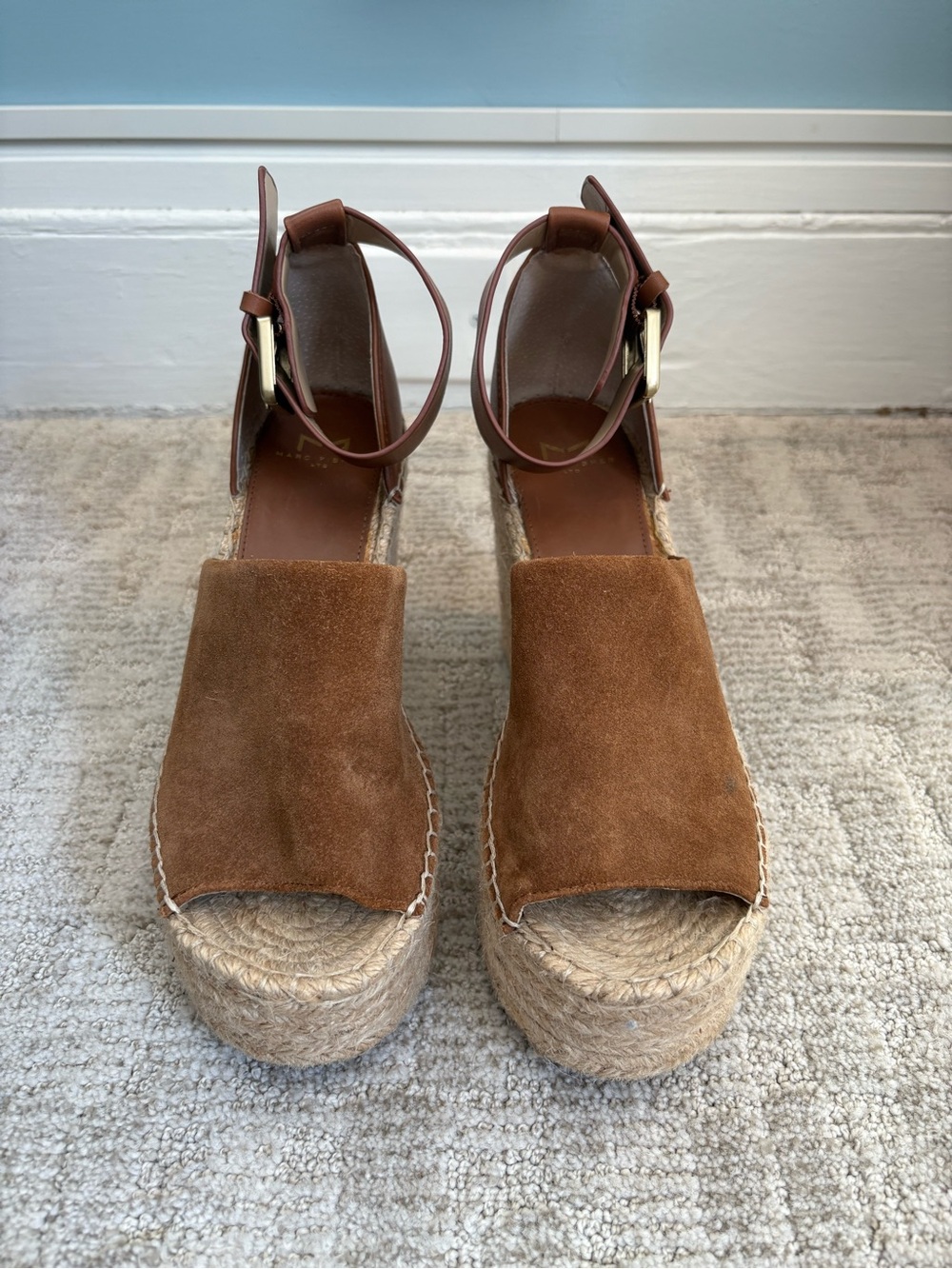 Marc Fisher Brown Suede Espadrille Wedges